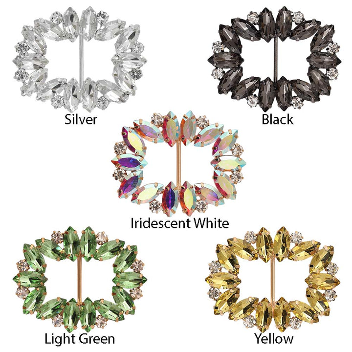 Sparkling Rectangle Shape Shiny Leaf Diamond Belt Buckle