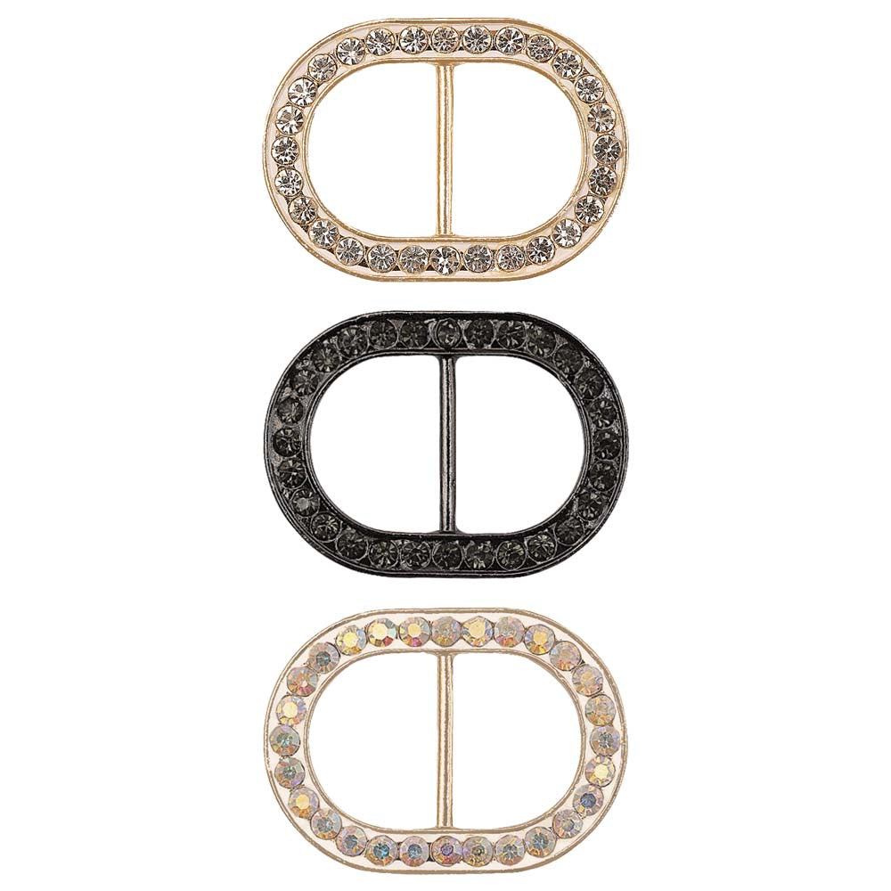 Small Rounded Oval Shape Decorative Diamond Belt/Shoe Buckle