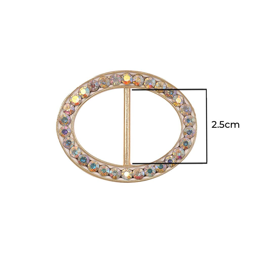 Glistening Oval Shape Decorative Diamond Belt/Shoe Buckle