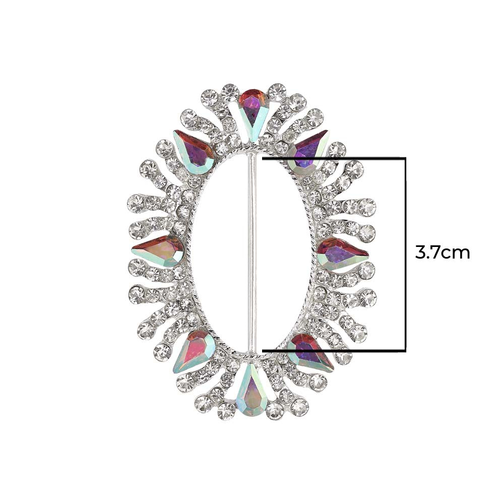 Glamorous Sparkling Oval Shape Drop Diamond Metal Belt Buckle