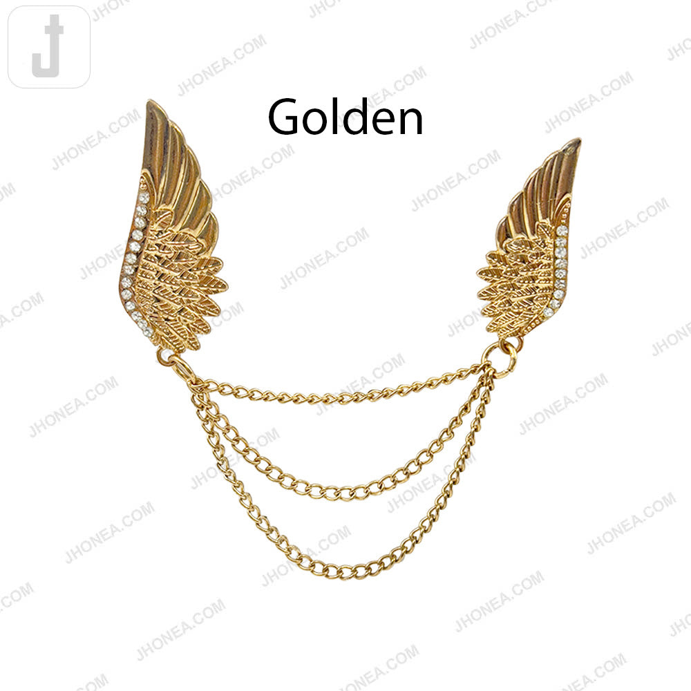Elegant Triple Chain Hanging Wing Brooch