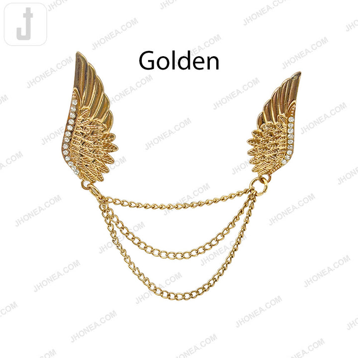 Elegant Triple Chain Hanging Wing Brooch