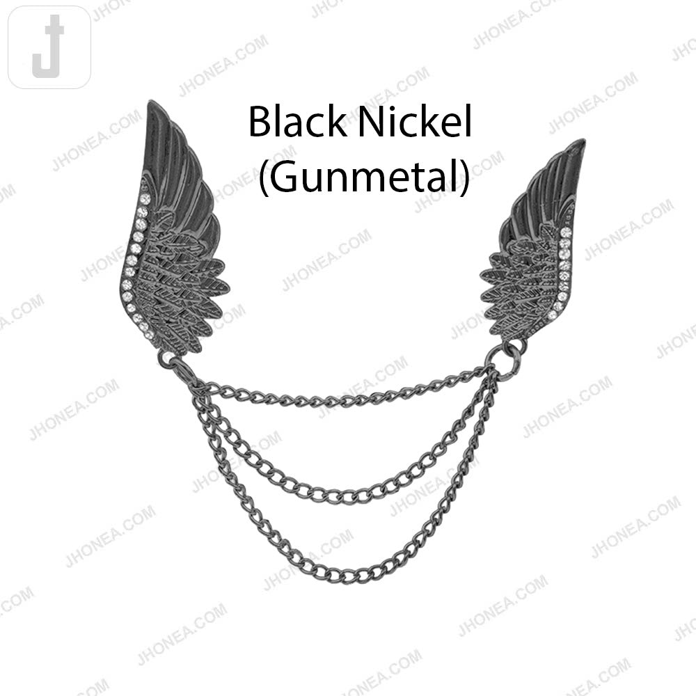 Elegant Triple Chain Hanging Wing Brooch