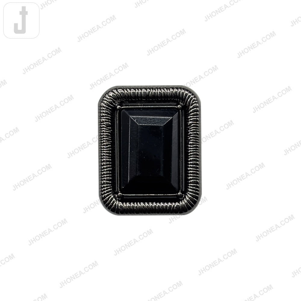 Designer Rectangle Shape Diamond Accent Loop Metal Buttons