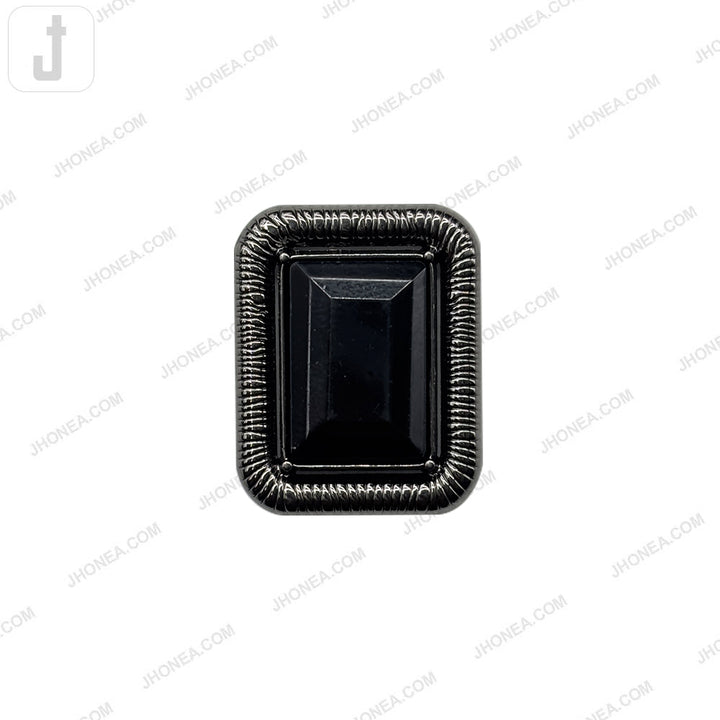 Designer Rectangle Shape Diamond Accent Loop Metal Buttons