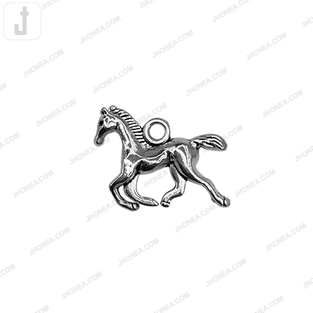  Equestrian Touch Elegant Shiny Silver Alloy Horse Loop Metal Button