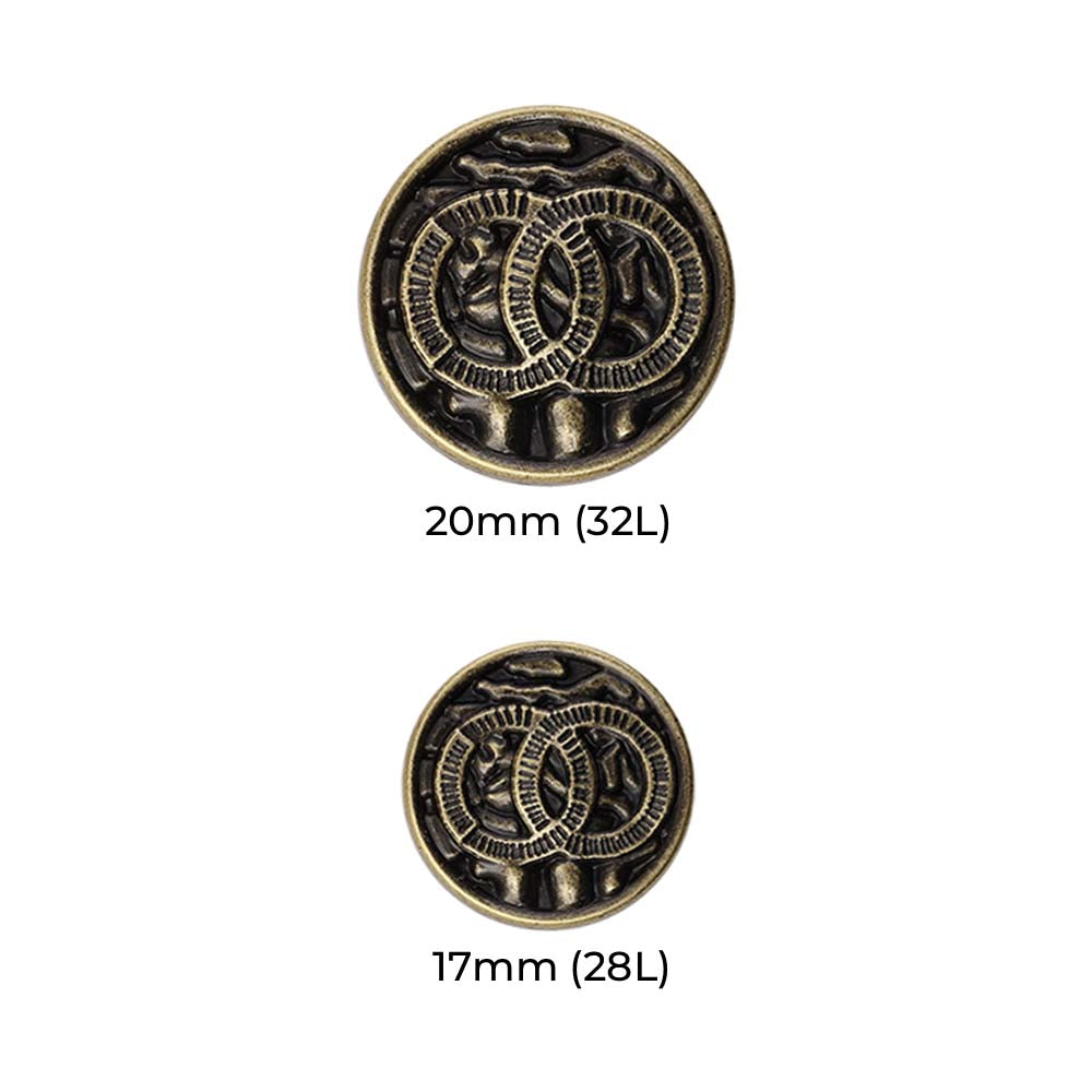 Rounded Rim Antique Brass Finish Logo Design Metal Buttons