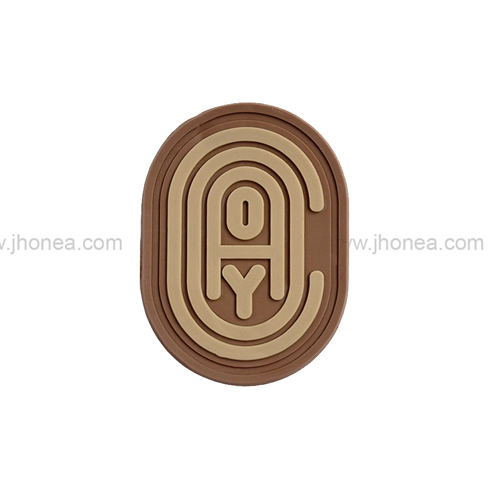 Embossed Letter Design Brown Silicone Patch for Clothing & Bags