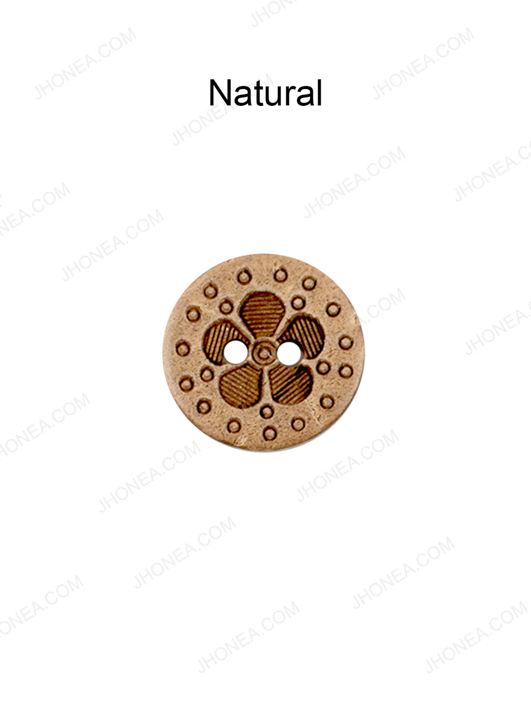 Flower Design Round Coco Natural Buttons