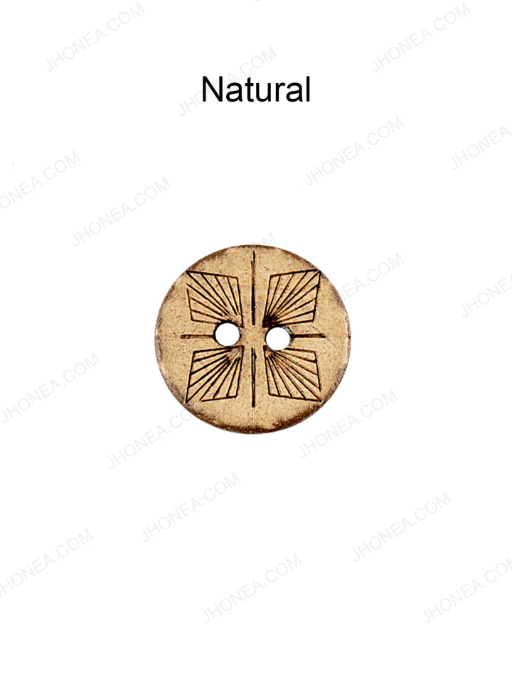 Geometrical Design Round Coco Natural Buttons