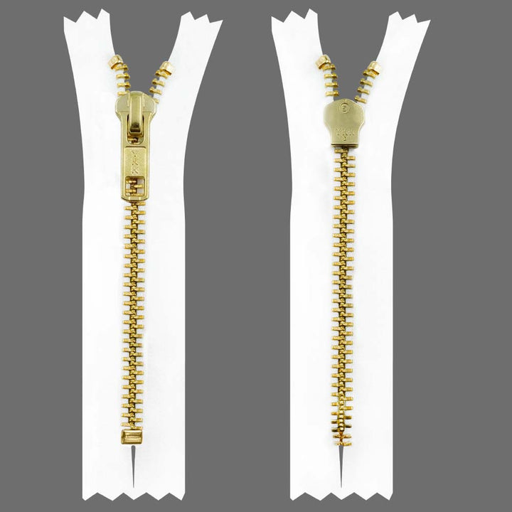 YKK- Premium #5 Gold with Black/White Fancy YKK Zipper for Jacket/Dress
