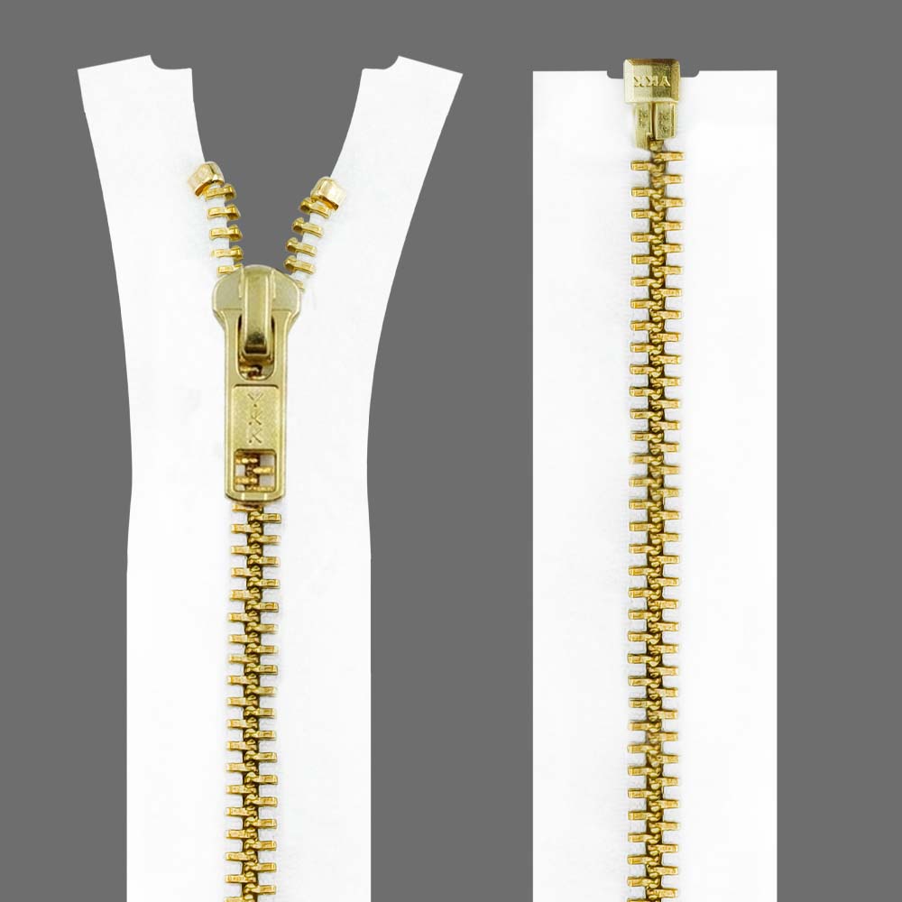 YKK- Premium #5 Gold with Black/White Fancy YKK Zipper for Jacket/Dress