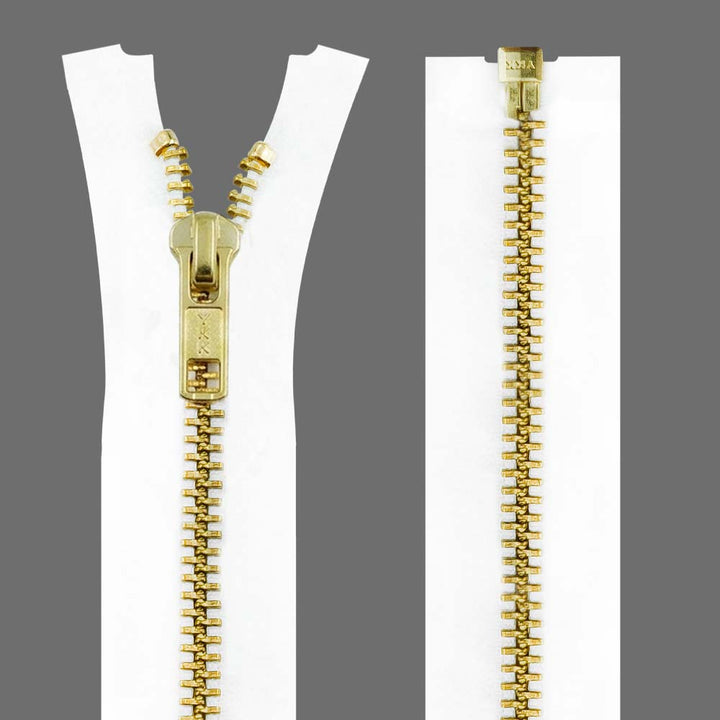 YKK- Premium #5 Gold with Black/White Fancy YKK Zipper for Jacket/Dress