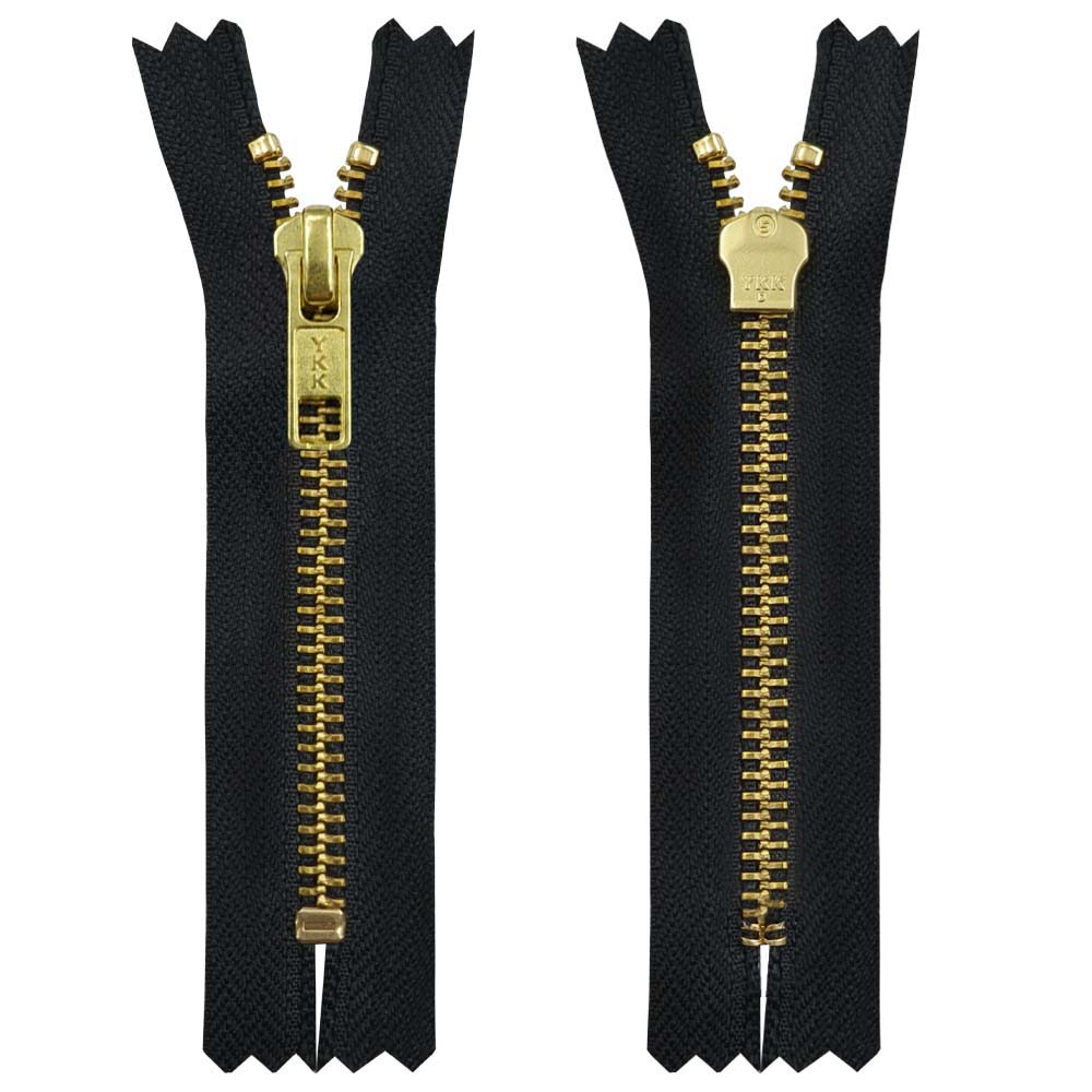 YKK- Premium #5 Gold with Black/White Fancy YKK Zipper for Jacket/Dress