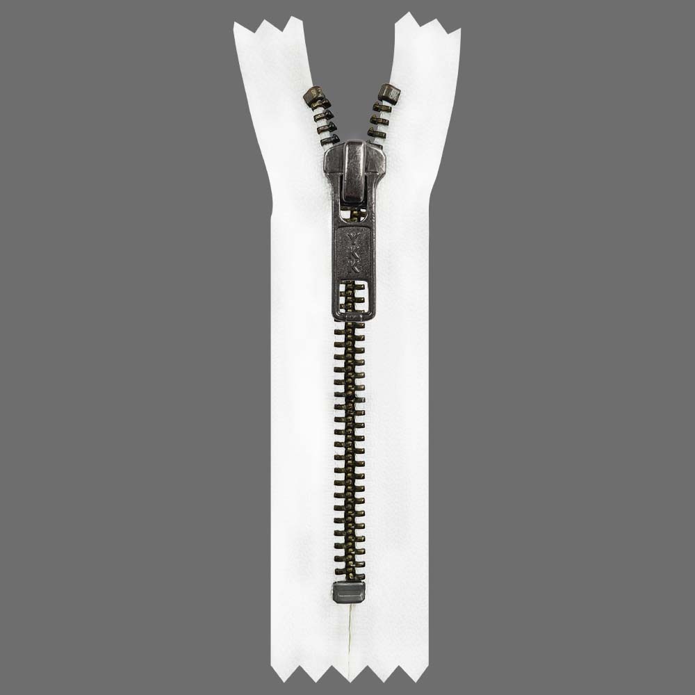 YKK- Premium #5 Gunmetal with Black/White Fancy YKK Zipper for Jacket/Dress