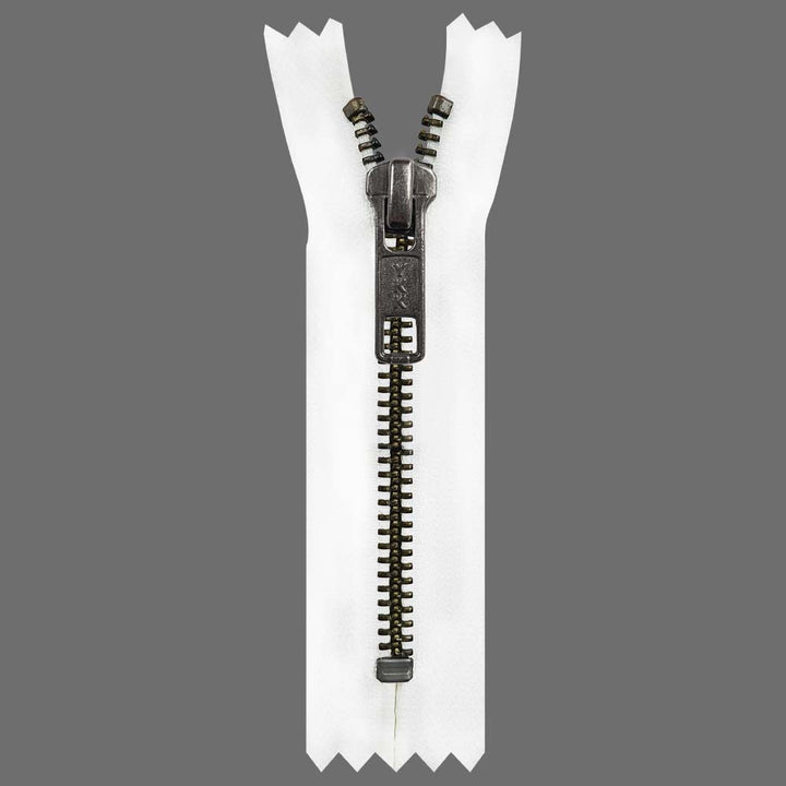 YKK- Premium #5 Gunmetal with Black/White Fancy YKK Zipper for Jacket/Dress
