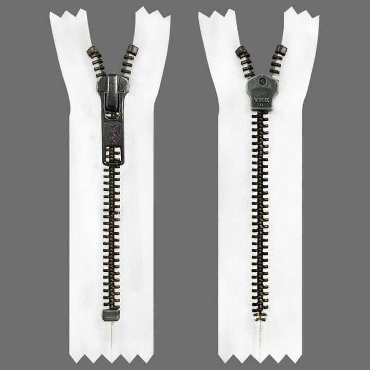 YKK- Premium #5 Gunmetal with Black/White Fancy YKK Zipper for Jacket/Dress