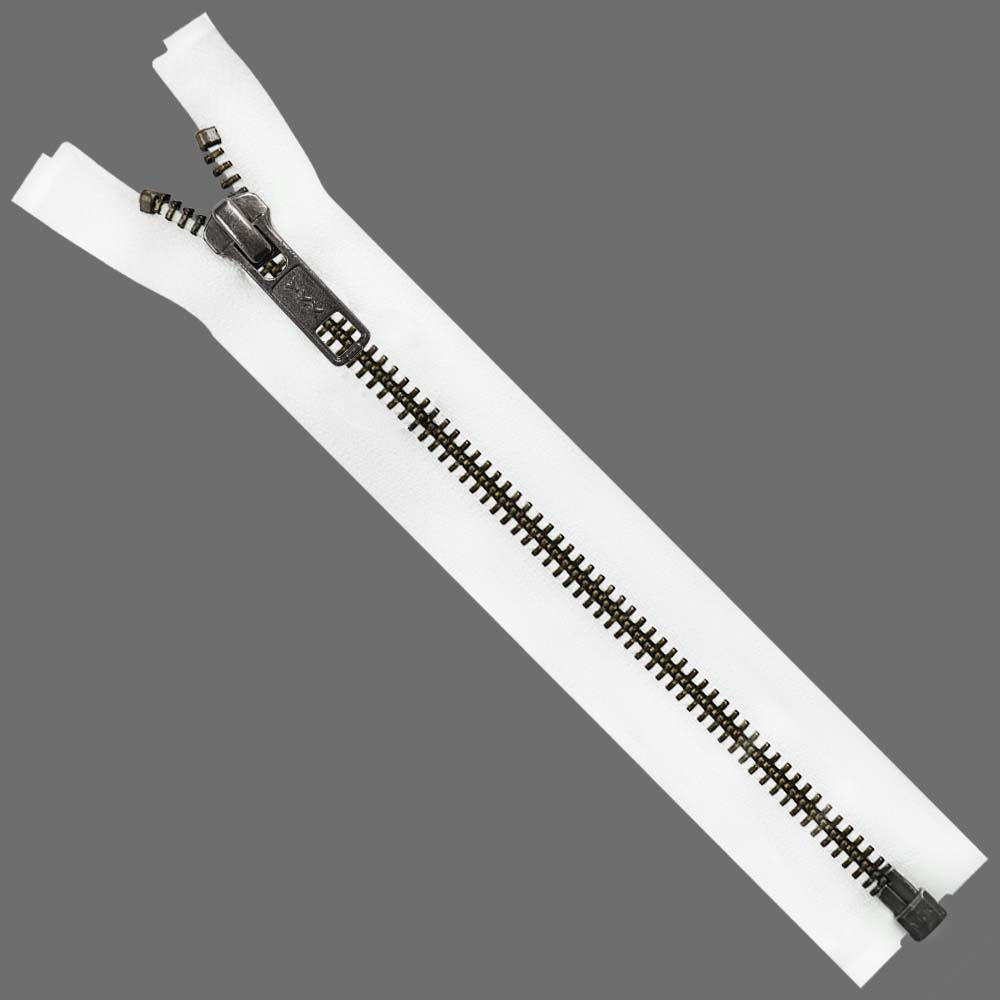 YKK- Premium #5 Gunmetal with Black/White Fancy YKK Zipper for Jacket/Dress