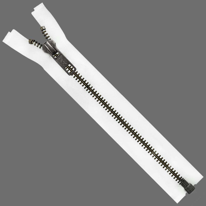 YKK- Premium #5 Gunmetal with Black/White Fancy YKK Zipper for Jacket/Dress