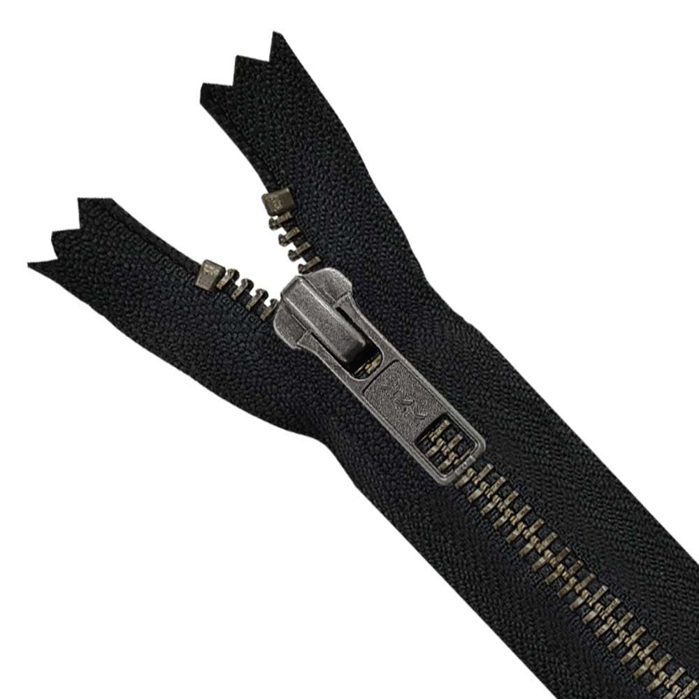 YKK- Premium #5 Gunmetal with Black Fancy YKK Zipper for Jacket/Dress