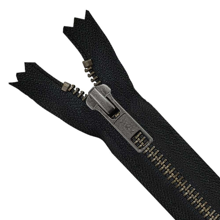 YKK- Premium #5 Gunmetal with Black Fancy YKK Zipper for Jacket/Dress