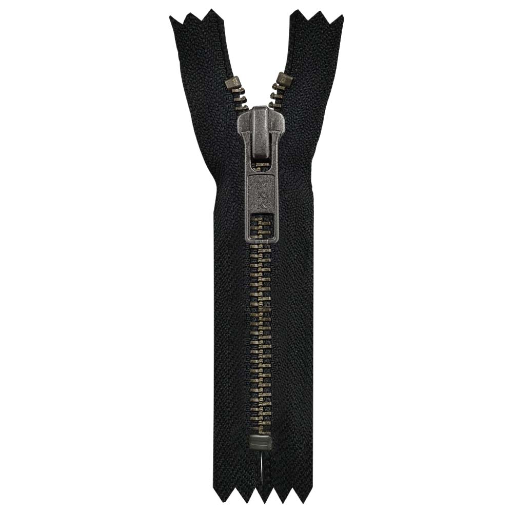 YKK- Premium #5 Gunmetal with Black/White Fancy YKK Zipper for Jacket/Dress