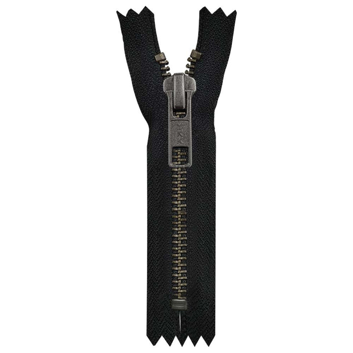 YKK- Premium #5 Gunmetal with Black/White Fancy YKK Zipper for Jacket/Dress
