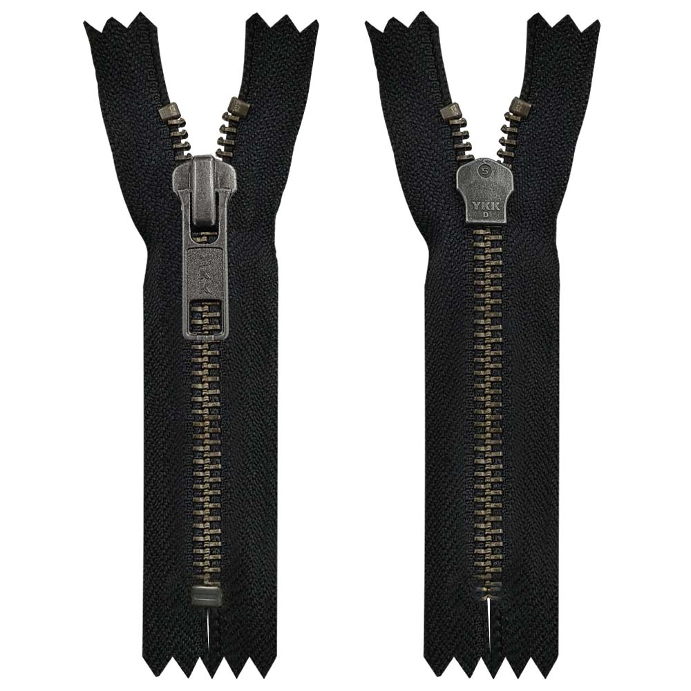 YKK- Premium #5 Gunmetal with Black/White Fancy YKK Zipper for Jacket/Dress