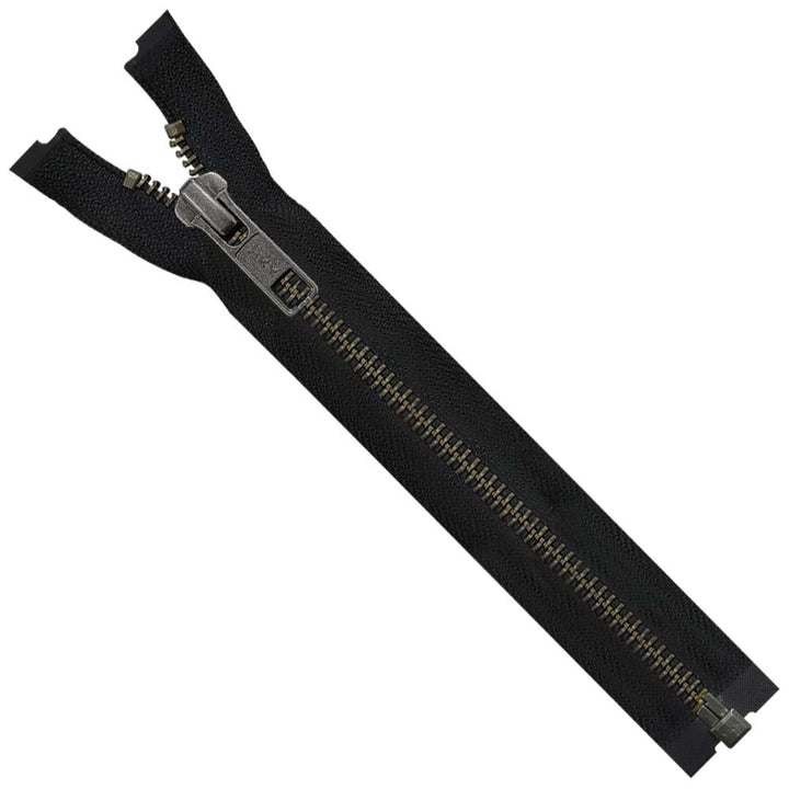 YKK- Premium #5 Gunmetal with Black/White Fancy YKK Zipper for Jacket/Dress