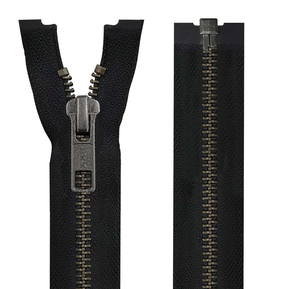 YKK- Premium #5 Gunmetal with Black/White Fancy YKK Zipper for Jacket/Dress