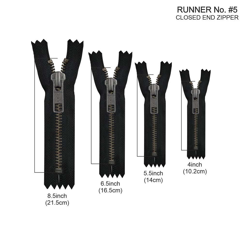 YKK- Premium #5 Gunmetal with Black/White Fancy YKK Zipper for Jacket/Dress