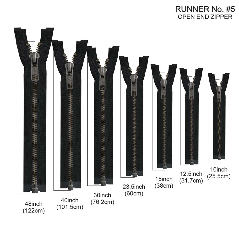 YKK- Premium #5 Gunmetal with Black/White Fancy YKK Zipper for Jacket/Dress