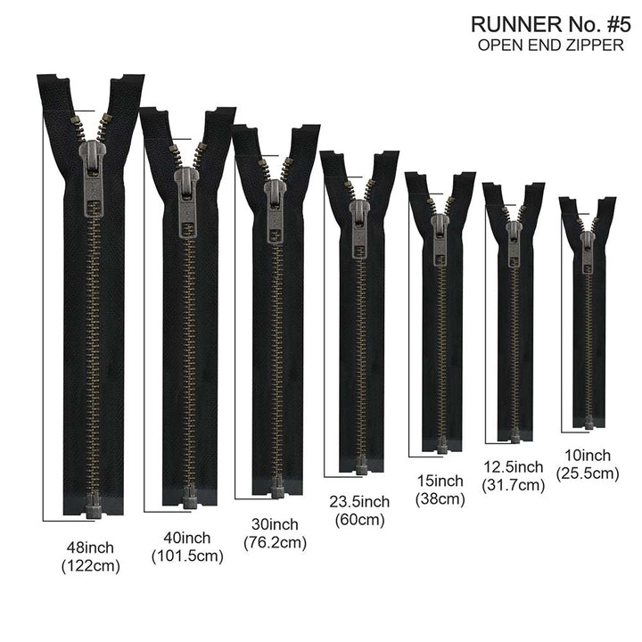 YKK- Premium #5 Gunmetal with Black/White Fancy YKK Zipper for Jacket/Dress