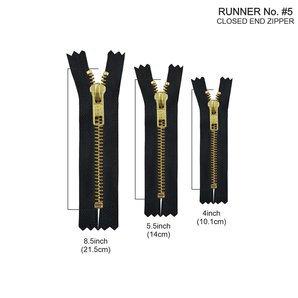 YKK- Premium #5 Gold with Black/White Fancy YKK Zipper for Jacket/Dress