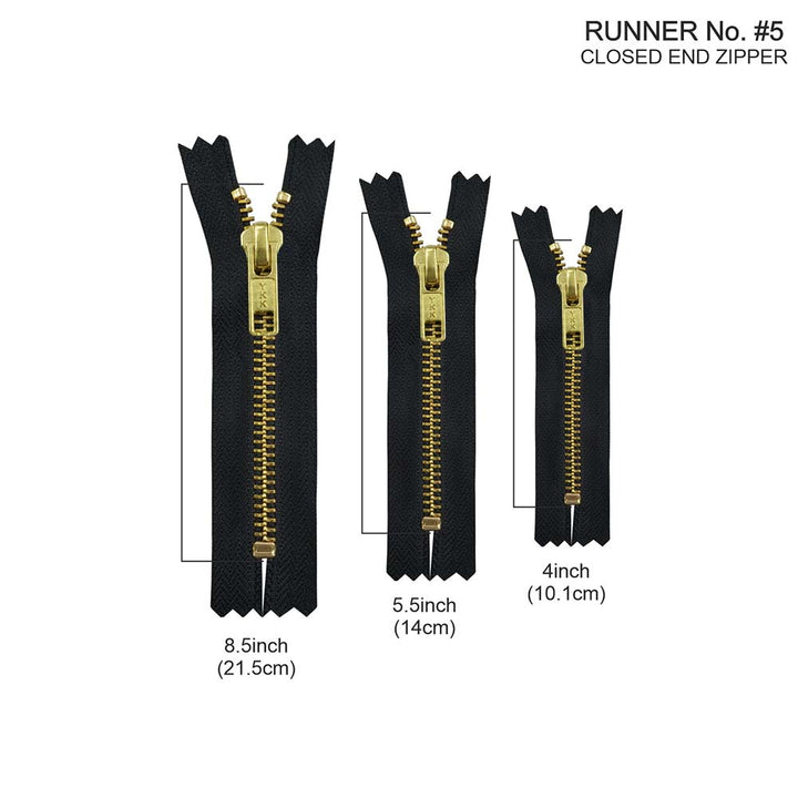 YKK- Premium #5 Gold with Black/White Fancy YKK Zipper for Jacket/Dress