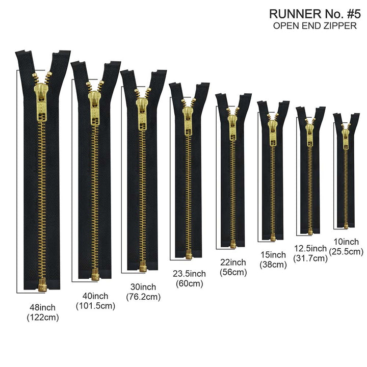 YKK- Premium #5 Gold with Black/White Fancy YKK Zipper for Jacket/Dress