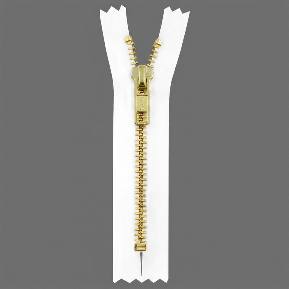 YKK- Premium #5 Gold with Black/White Fancy YKK Zipper for Jacket/Dress