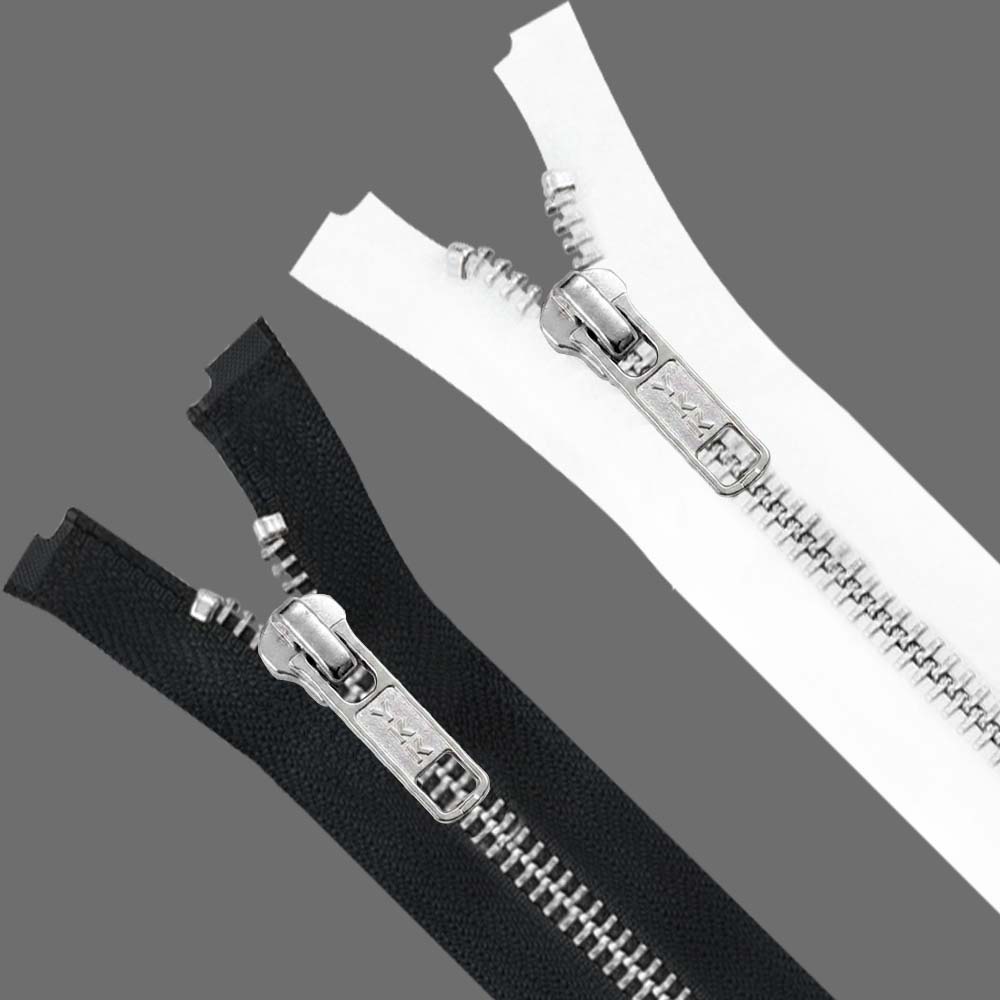 YKK- Premium #5 Silver with Black/White Fancy YKK Zipper for Jacket/Dress