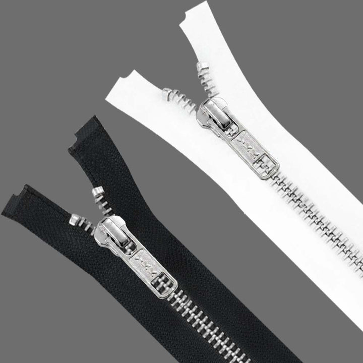 YKK- Premium #5 Silver with Black/White Fancy YKK Zipper for Jacket/Dress