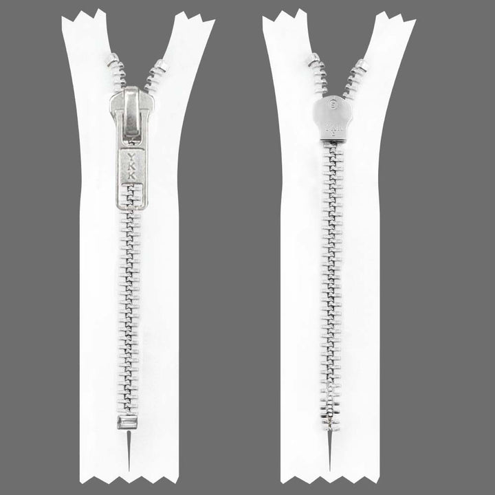 YKK- Premium #5 Silver with Black/White Fancy YKK Zipper for Jacket/Dress