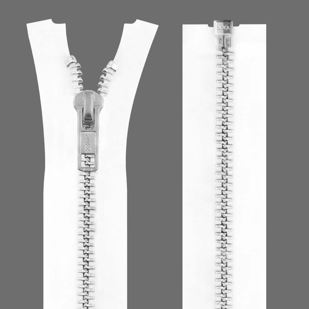YKK- Premium #5 Silver with Black/White Fancy YKK Zipper for Jacket/Dress
