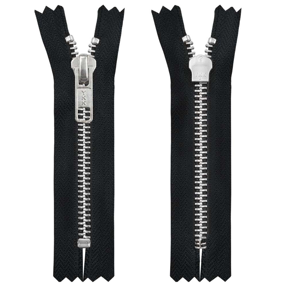 YKK- Premium #5 Silver with Black/White Fancy YKK Zipper for Jacket/Dress