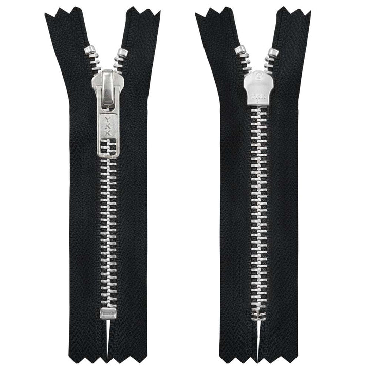 YKK- Premium #5 Silver with Black/White Fancy YKK Zipper for Jacket/Dress