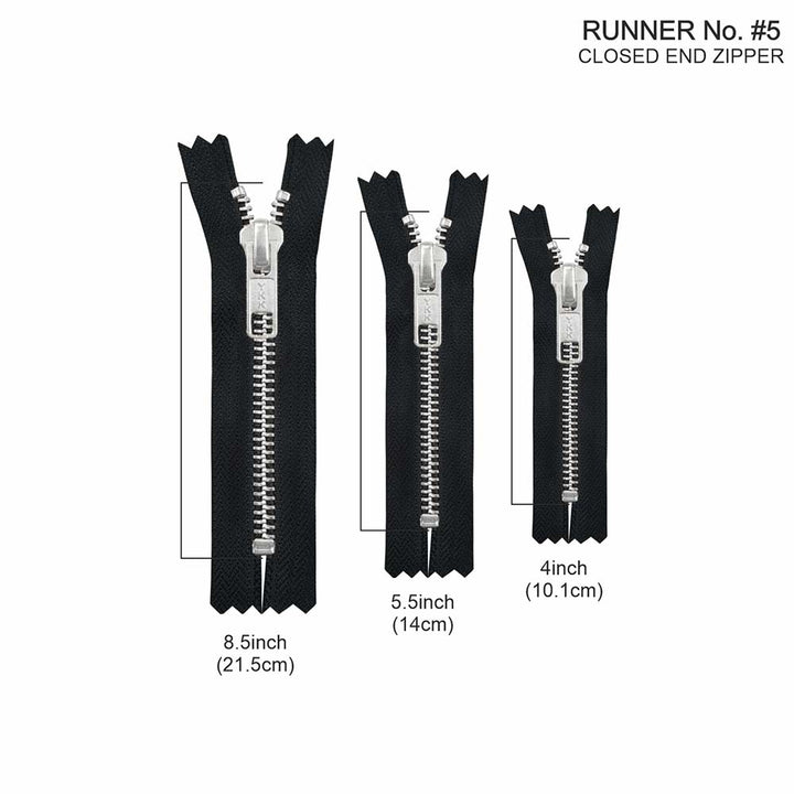 YKK- Premium #5 Silver with Black/White Fancy YKK Zipper for Jacket/Dress