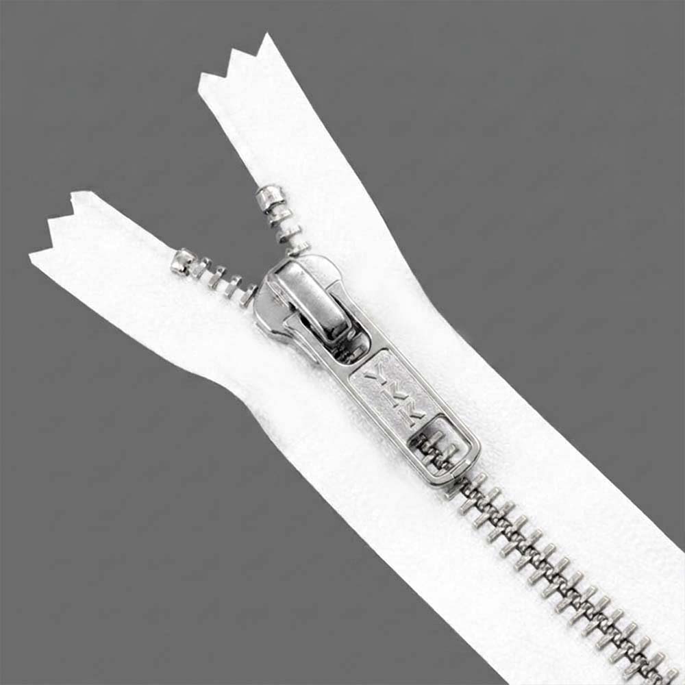 YKK- Premium #5 Silver with White Fancy YKK Zipper for Jacket/Dress