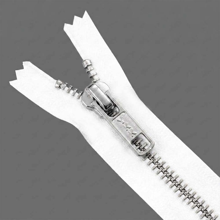 YKK- Premium #5 Silver with White Fancy YKK Zipper for Jacket/Dress