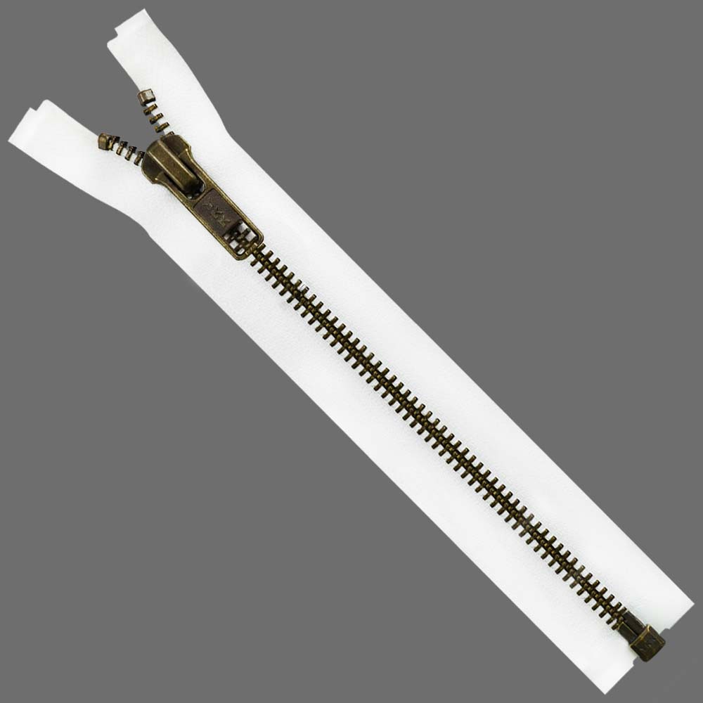 YKK- Premium #5 Antique Brass with Black/White Fancy YKK Zipper for Jacket/Dress