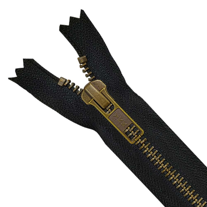 YKK- Premium #5 Antique Brass with Black Fancy YKK Zipper for Jacket/Dress