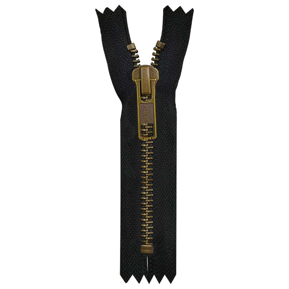 YKK- Premium #5 Antique Brass with Black/White Fancy YKK Zipper for Jacket/Dress