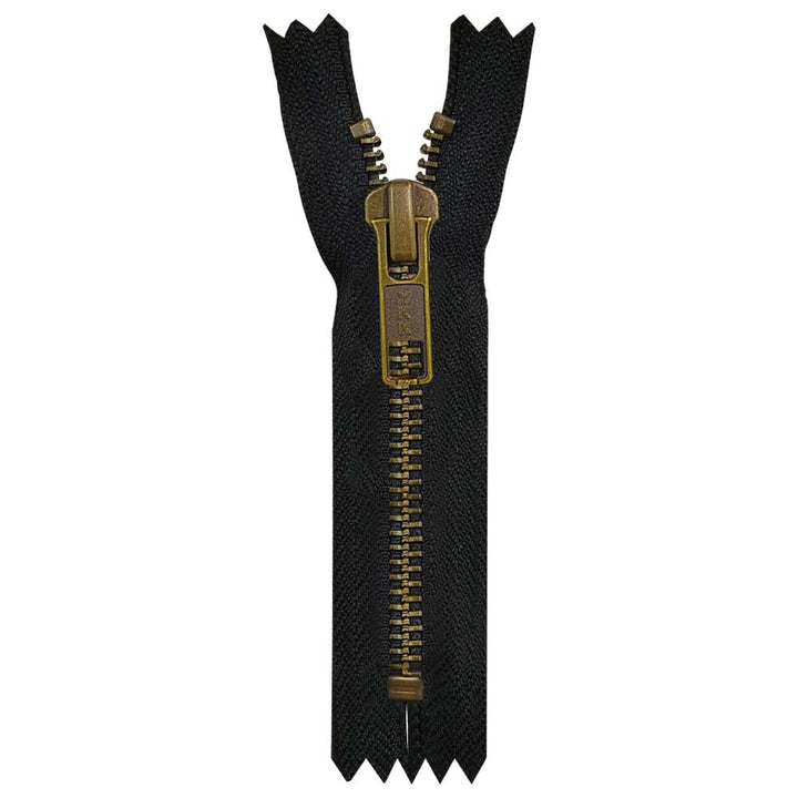 YKK- Premium #5 Antique Brass with Black/White Fancy YKK Zipper for Jacket/Dress